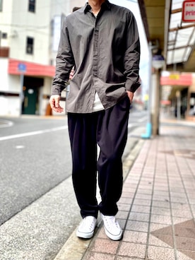 「ユニクロU」｜「アイテム（スウェットパンツ）」を使った、KEITA(ΦωΦ)さん（メンズ・182cm）の春コーディネート