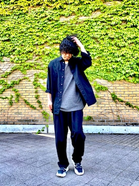 「オーバーサイズシャツ」｜「アイテム（その他）」を使った、KEITA(ΦωΦ)さん（メンズ・182cm）の春コーディネート