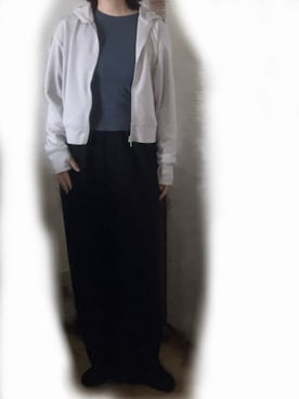 「GU（ジーユー）のアイテム（パーカー、グレー系）」を使った、yuiさん（レディース・161cm）の夏コーディネート