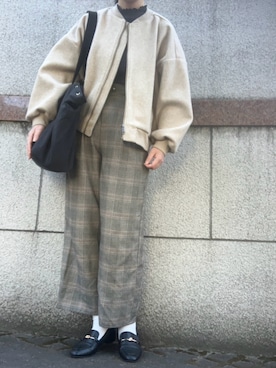 「HONEYSUCKLE ROSE（ハニーサックルローズ）のアイテム（ブルゾン）」を使った、yuiさん（レディース・160cm）の冬コーディネート