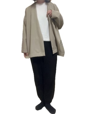 「Samansa Mos2 blue（サマンサモスモスブルー）のアイテム（ノーカラージャケット、ベージュ系）」を使った、yuiさん（レディース・161cm）の春コーディネート