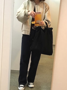 「HONEYSUCKLE ROSE（ハニーサックルローズ）のアイテム（ブルゾン）」を使った、yuiさん（レディース・160cm）の秋コーディネート