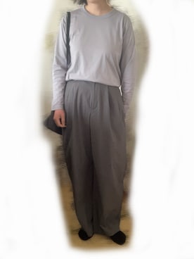 「UNIQLO（ユニクロ）のアイテム（Tシャツ/カットソー、パープル系）」を使った、yuiさん（レディース・161cm）の春コーディネート