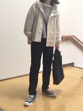 「無印良品（ムジルシリョウヒン）のアイテム（マウンテンパーカー）」を使った、yuiさん（レディース・160cm）の春コーディネート