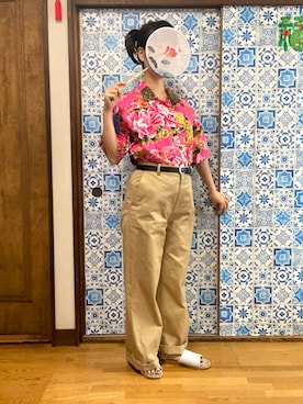 「アロハシャツコーデ」｜れんこさん（レディース・161cm）の春コーディネート