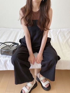 「GRL（グレイル）のアイテム（サロペット/オーバーオール）」を使った、かおるさん（レディース・155cm）の夏コーディネート