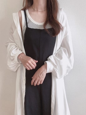 「GRL（グレイル）のアイテム（サロペット/オーバーオール）」を使った、かおるさん（レディース・155cm）の夏コーディネート