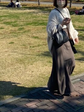 「titivate（ティティベイト）のﾛｰｹﾞｰｼﾞﾊﾝﾄﾞﾗｲｸﾆｯﾄｶｰﾃﾞｨｶﾞﾝ（カーディガン/ボレロ）」を使った、カエさん（レディース・147cm）の秋コーディネート