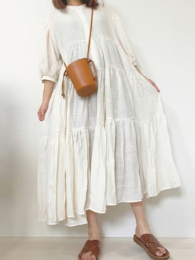 「KBF（ケイビーエフ）のバケットミニBAG（ショルダーバッグ）」を使った、みさん（レディース・160cm）の夏コーディネート