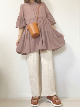 「KBF（ケイビーエフ）のバケットミニBAG（ショルダーバッグ）」を使った、みさん（レディース・160cm）の夏コーディネート