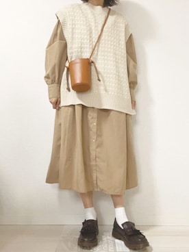 「KBF（ケイビーエフ）のバケットミニBAG（ショルダーバッグ）」を使った、みさん（レディース・160cm）の秋コーディネート