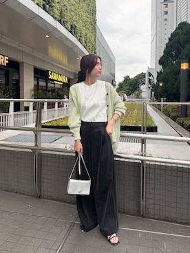「SHENERY（シーナリー）の【5色展開】リブコンパクトノースリーブ（Tシャツ/カットソー、ホワイト系）」を使った、GOTO_156cmさん（レディース・156cm）の夏コーディネート