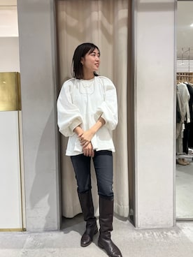「ぺプラムトップス」｜「アイテム（スウェット）」を使った、GOTO_156cmさん（レディース・156cm）の冬コーディネート