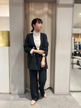 「SHENERY（シーナリー）のアイテム（ノーカラージャケット）」を使った、GOTO_156cmさん（レディース・156cm）の冬コーディネート