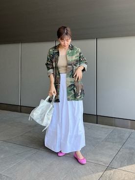 「白スカート」｜「アイテム（その他アウター）」を使った、GOTO_156cmさん（レディース・156cm）の春コーディネート