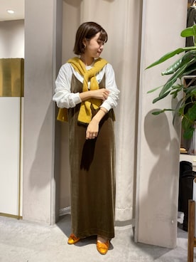 「モヘアカーディガン」｜「アイテム（ワンピース/ドレス）」を使った、GOTO_156cmさん（レディース・156cm）の秋コーディネート