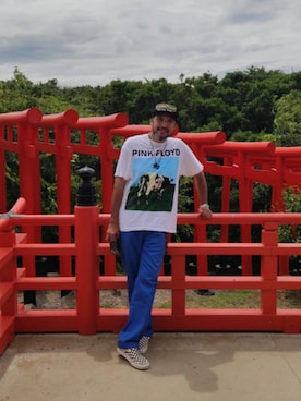 「アイテム（チノパンツ、ブルー系）」を使った、rinosmanさん（メンズ・179cm）の夏コーディネート