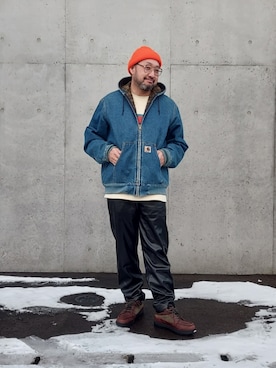 「アイテム（帽子）」を使った、rinosmanさん（メンズ・179cm）の冬コーディネート