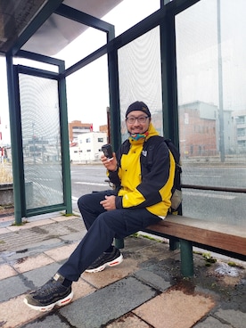 「northface（ノースフェイス）のアイテム」を使った、rinosmanさん（メンズ・179cm）の冬コーディネート