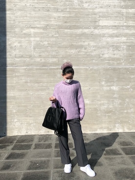 「GOGOSING（ゴゴシング）のアイテム（スラックス）」を使った、mogさん（レディース・152cm）の秋コーディネート