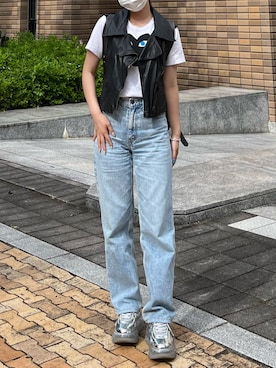 「#今日のコーデ」｜「アイテム（ライダースジャケット）」を使った、mogさん（レディース・152cm）の秋コーディネート
