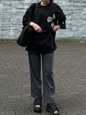 「GOGOSING（ゴゴシング）のアイテム（スラックス）」を使った、mogさん（レディース・152cm）の夏コーディネート