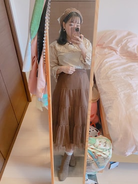 「Swankiss（スワンキス）のアイテム（ハンチング/ベレー帽）」を使った、eさん（レディース・155cm）の秋コーディネート