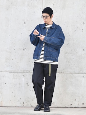 「orcival」｜「アイテム（デニムジャケット）」を使った、くるまやさん（メンズ・165cm）の秋コーディネート