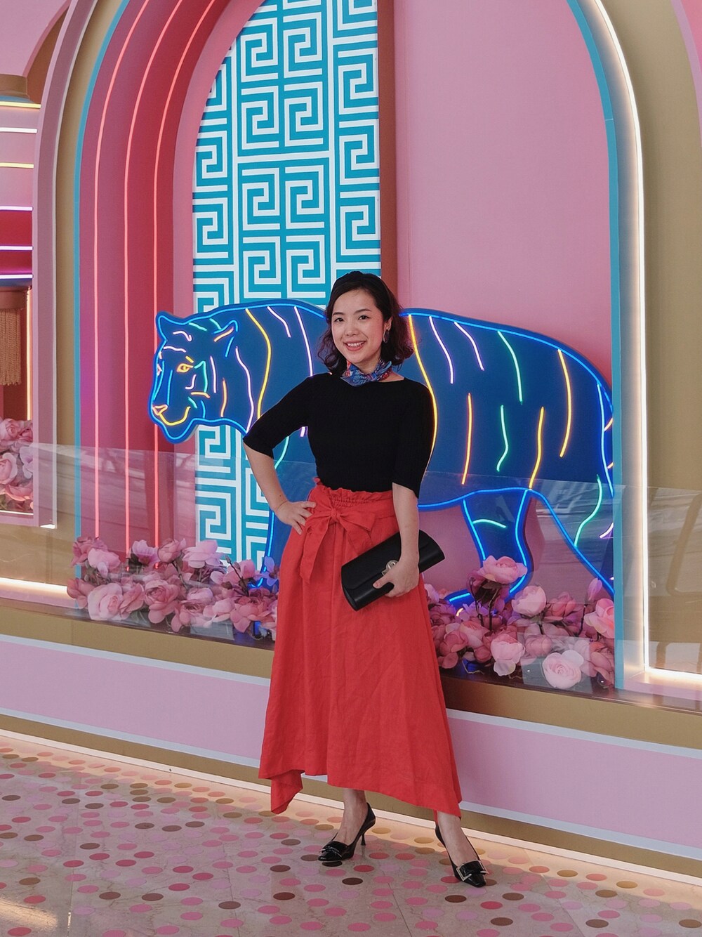 「daily look、date style♡、ootd、outfit、outfitoftheday、休日スタイル、大人かわいい、今日のコーデ、newyear、holiday」｜「Mila Owenのアイテム（スカート、レッド系）」を使った、自然卷tutuさん（レディース・160cm）の冬コーディネートの1枚目の写真