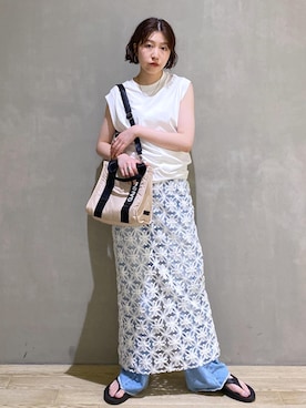 「ADAM ET ROPE'（アダムエロペ）のアイテム（タンクトップ）」を使った、hiroさん（レディース・157cm）の夏コーディネート