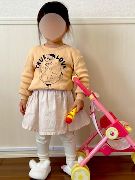 「petit main（プティマイン）のアイテム（スカート）」を使った、ichanさん（キッズ・90cm）の春コーディネート