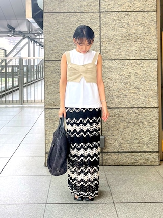 【casa fline】ハンドニットボーダースカート アイボリー 1690187492_320.jpg