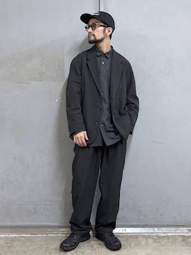 「アイテム（テーラードジャケット、ブラック系）」を使った、boy.さん（メンズ・170cm）の秋コーディネート