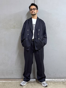 「アイテム（テーラードジャケット、ブルー系）」を使った、boy.さん（メンズ・170cm）の秋コーディネート