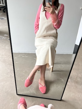 「アイテム（ジャンパースカート）」を使った、tamaruさん（レディース・155cm）の春コーディネート