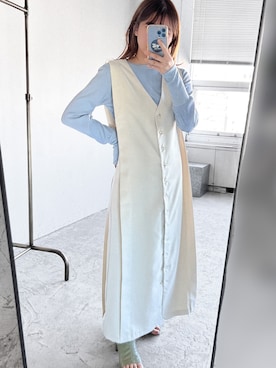 「アイテム（ジャンパースカート）」を使った、tamaruさん（レディース・155cm）の冬コーディネート