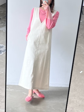 「アイテム（ジャンパースカート）」を使った、tamaruさん（レディース・155cm・20代）の春コーディネート