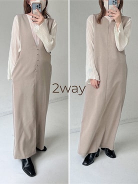 「2wayワンピース」｜「アイテム（その他シューズ）」を使った、tamaruさん（レディース・155cm）の秋コーディネート