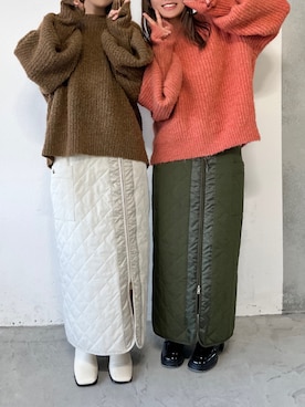 「アイテム（カーディガン/ボレロ、オレンジ系）」を使った、tamaruさん（レディース・155cm）の秋コーディネート