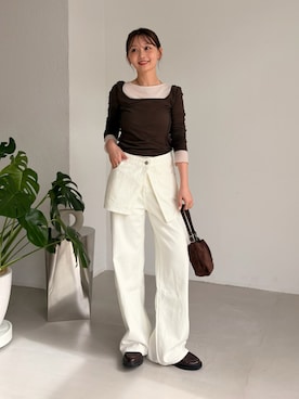 「アイテム（パンツ）」を使った、くるみ🕊️さん（レディース・156cm）の春コーディネート