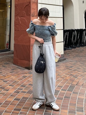「w.lisaのアイテム（トップス、ブルー系）」を使った、くるみ🕊️さん（レディース・156cm）の春コーディネート