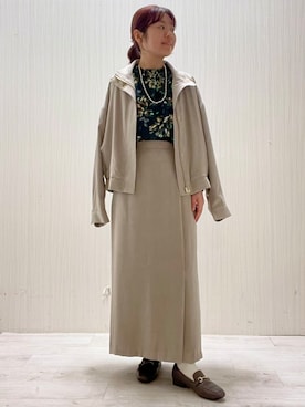 「UNTITLED（アンタイトル）の【セットアップ可/秋ジャケット】スエードライクブルゾン（ブルゾン、ベージュ系）」を使った、world20102568さん（レディース）の秋コーディネート