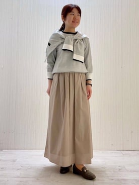 「UNTITLED（アンタイトル）の【アンサンブル可/洗える】配色ハイゲージニットトップス（ニット/セーター、ホワイト系）」を使った、world20102568さん（レディース）の春コーディネート