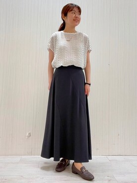 「UNTITLED（アンタイトル）の【1枚で着映える】ドットジャガードブラウス（シャツ/ブラウス、ホワイト系）」を使った、world20102568さん（レディース）の夏コーディネート