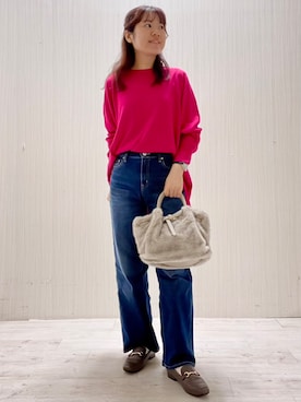 「UNTITLED（アンタイトル）の【大人の抜け感/8色展開】ボリュームスリーブニットプルオーバー（ニット/セーター、ピンク系）」を使った、world20102568さん（レディース）の秋コーディネート