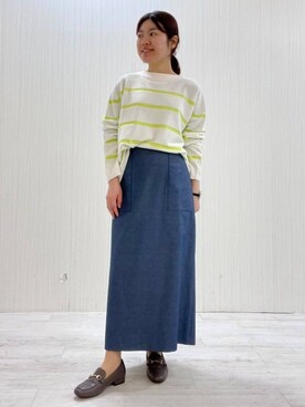 「UNTITLED（アンタイトル）の【ゆったり/洗える】クロップドニットプルオーバー（ニット/セーター、ホワイト系）」を使った、world20102568さん（レディース）の冬コーディネート