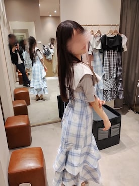 「dazzlin（ダズリン）のアイテム（ワンピース、ブルー系）」を使った、みなみさん（レディース・158cm）の夏コーディネート