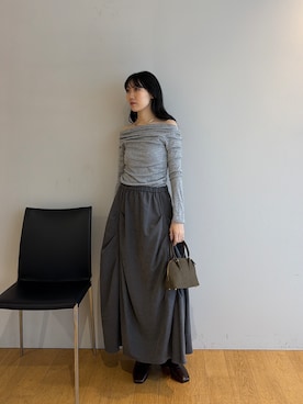「GALLEST（ギャレスト）のドレープカットソー（Tシャツ/カットソー、グレー系）」を使った、rina4732さん（レディース）の秋コーディネート