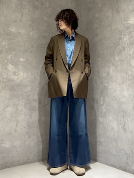 「URBAN RESEARCH DOORS（アーバンリサーチドアーズ）のMelange Tweed Jacket（テーラードジャケット、ブラウン系）」を使った、涼花さん（レディース・168cm）の秋コーディネート