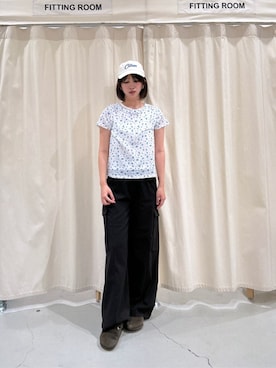 「CITEN（シテン）の＜CITEN＞ロゴデザインキャップ（キャップ、ホワイト系）」を使った、82019ymさん（レディース・157cm）の夏コーディネート
